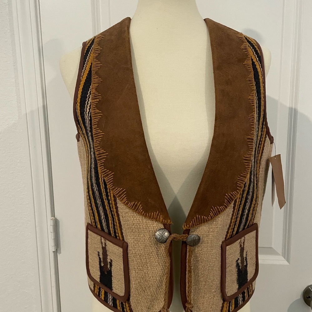 RRL Ralph Lauren Woven Vest with Bird Design - Picture 3 of 13